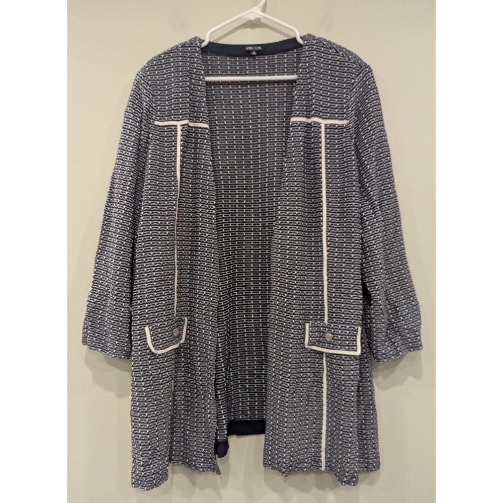 Misook Blue And White Open Cardigan Size 1X